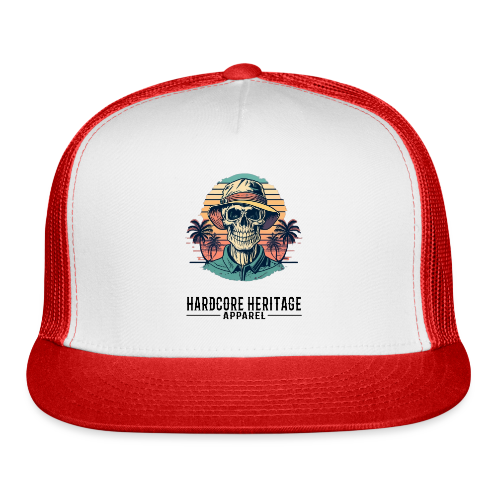 Island Retreat Trucker Hat - white/red