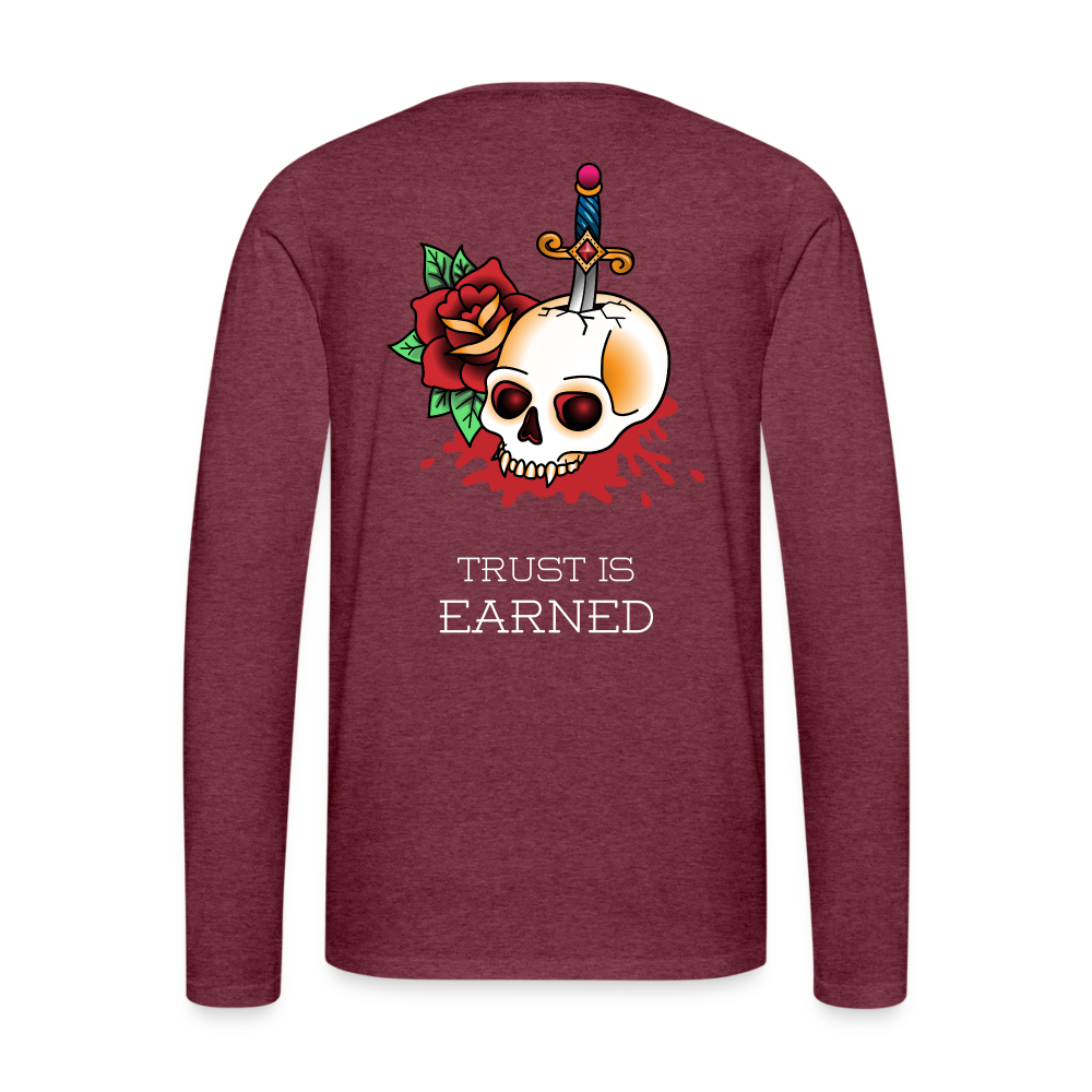 Trust is Earned Long Sleeve Tee - heather burgundy