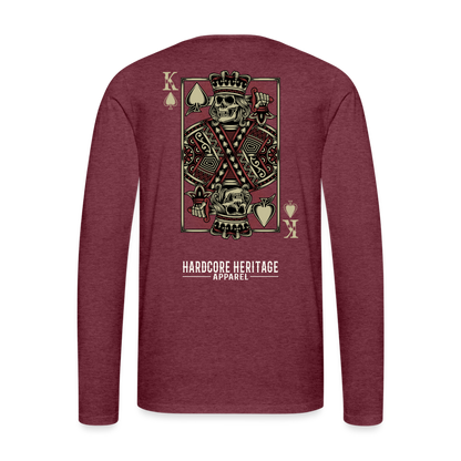 King of Hearts Long Sleeve Tee - heather burgundy