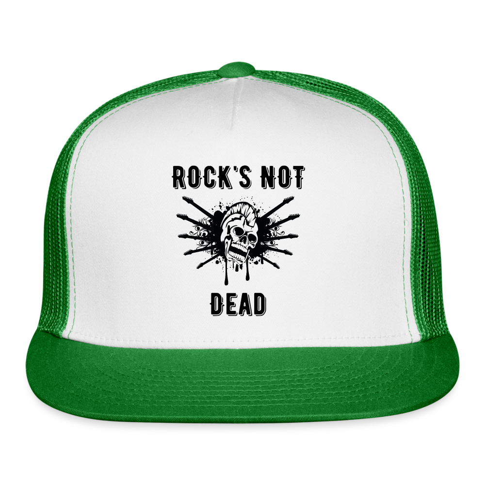 Rock's Not Dead Trucker Hat - white/kelly green