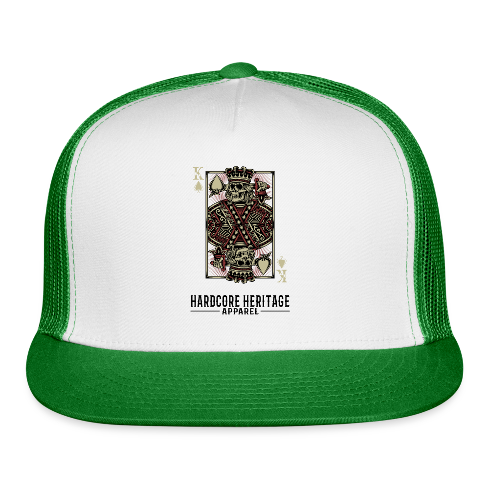 King of Hearts Trucker Hat - white/kelly green