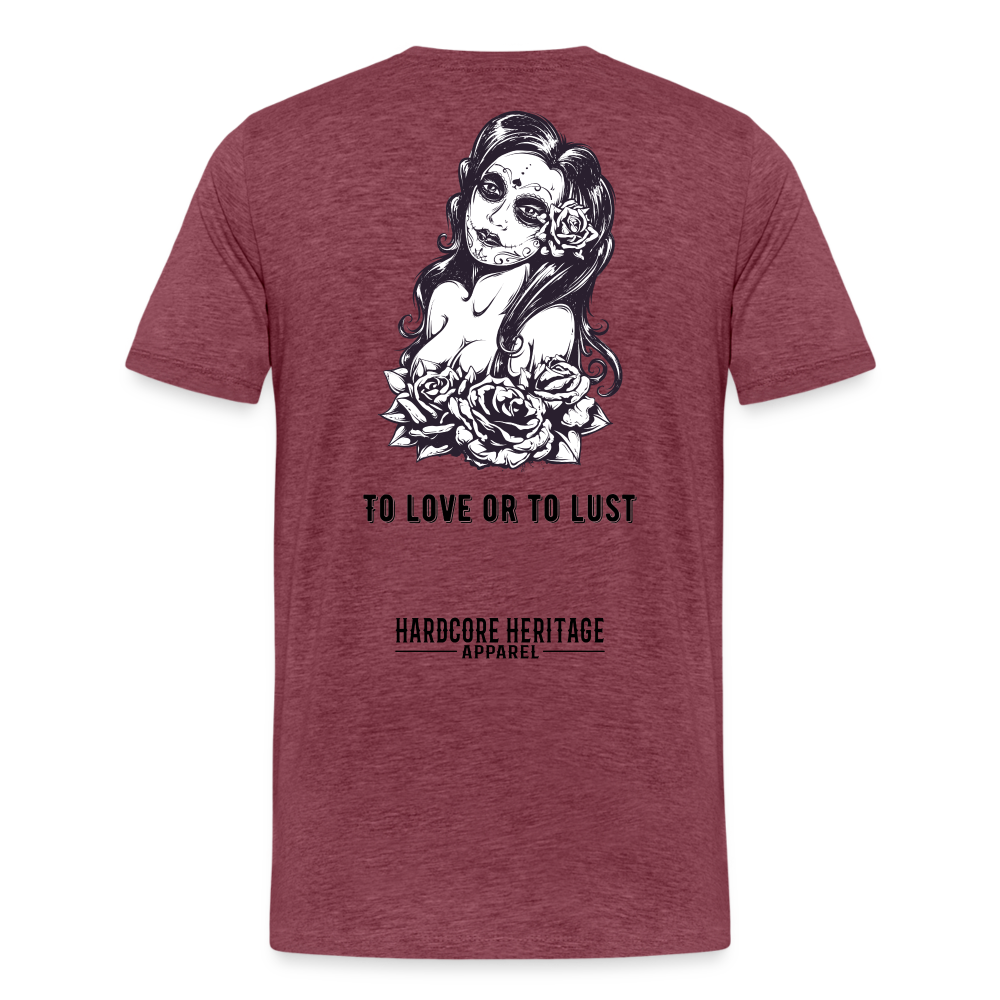 To Love or to Lust Tee - heather burgundy