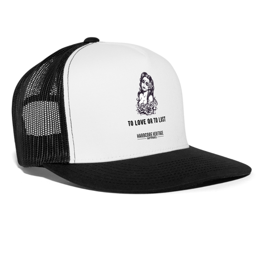 To Love or to Lust Trucker Hat - white/black