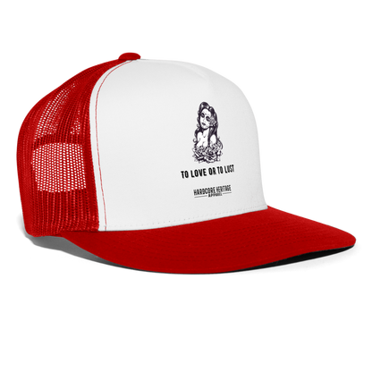 To Love or to Lust Trucker Hat - white/red