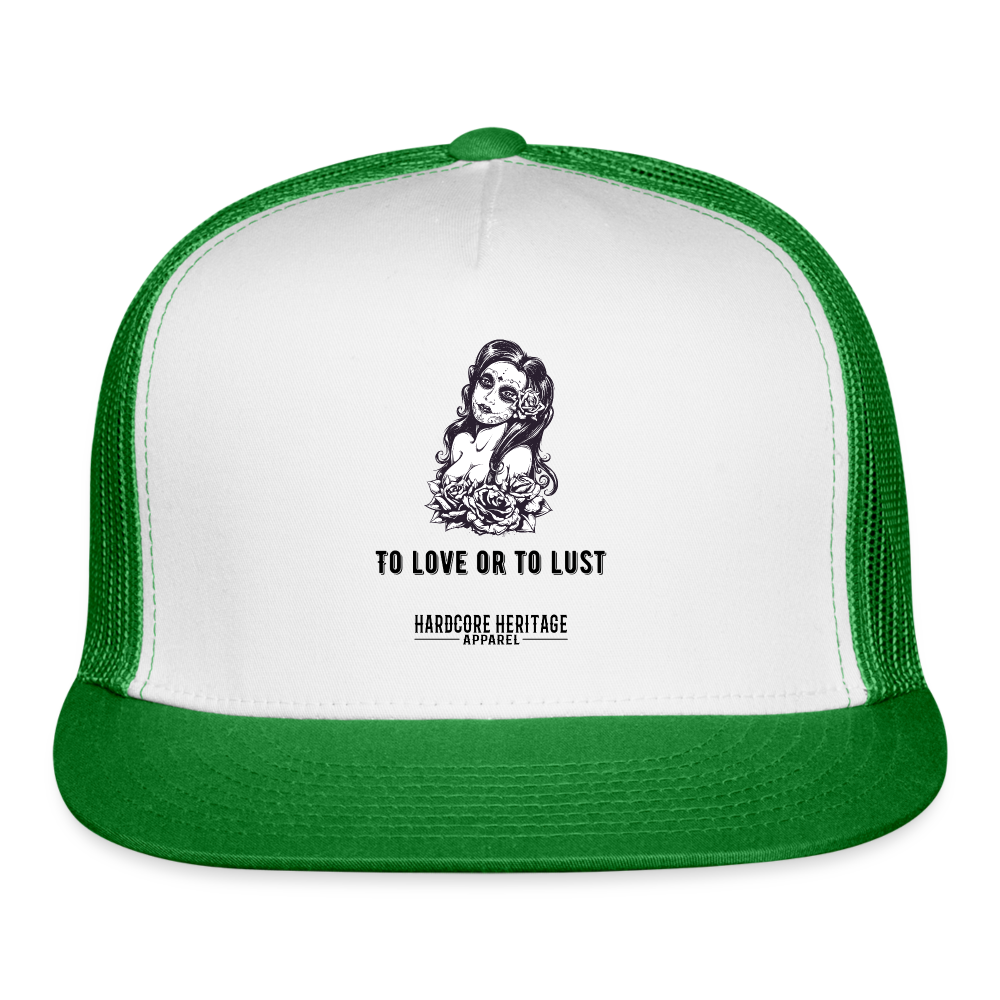 To Love or to Lust Trucker Hat - white/kelly green