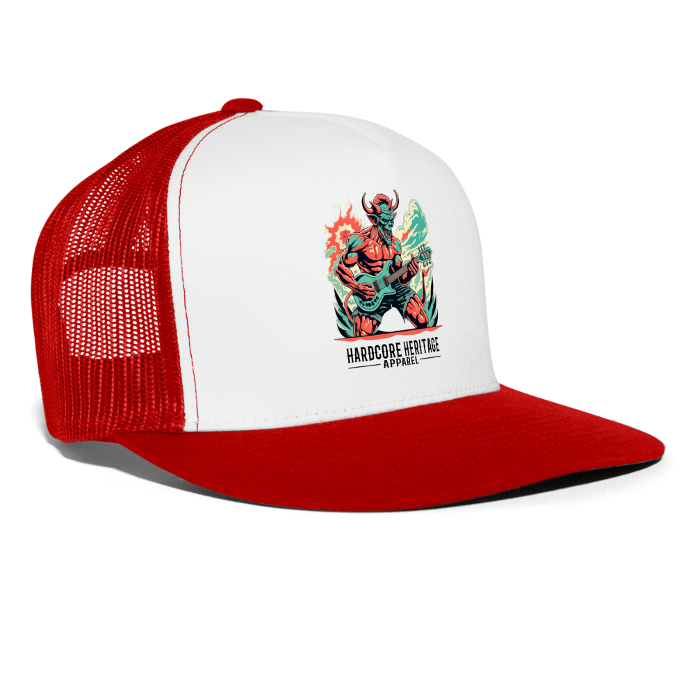 Rock Devil Trucker Hat - white/red