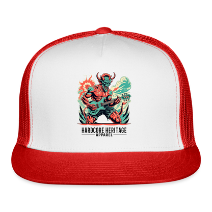 Rock Devil Trucker Hat - white/red