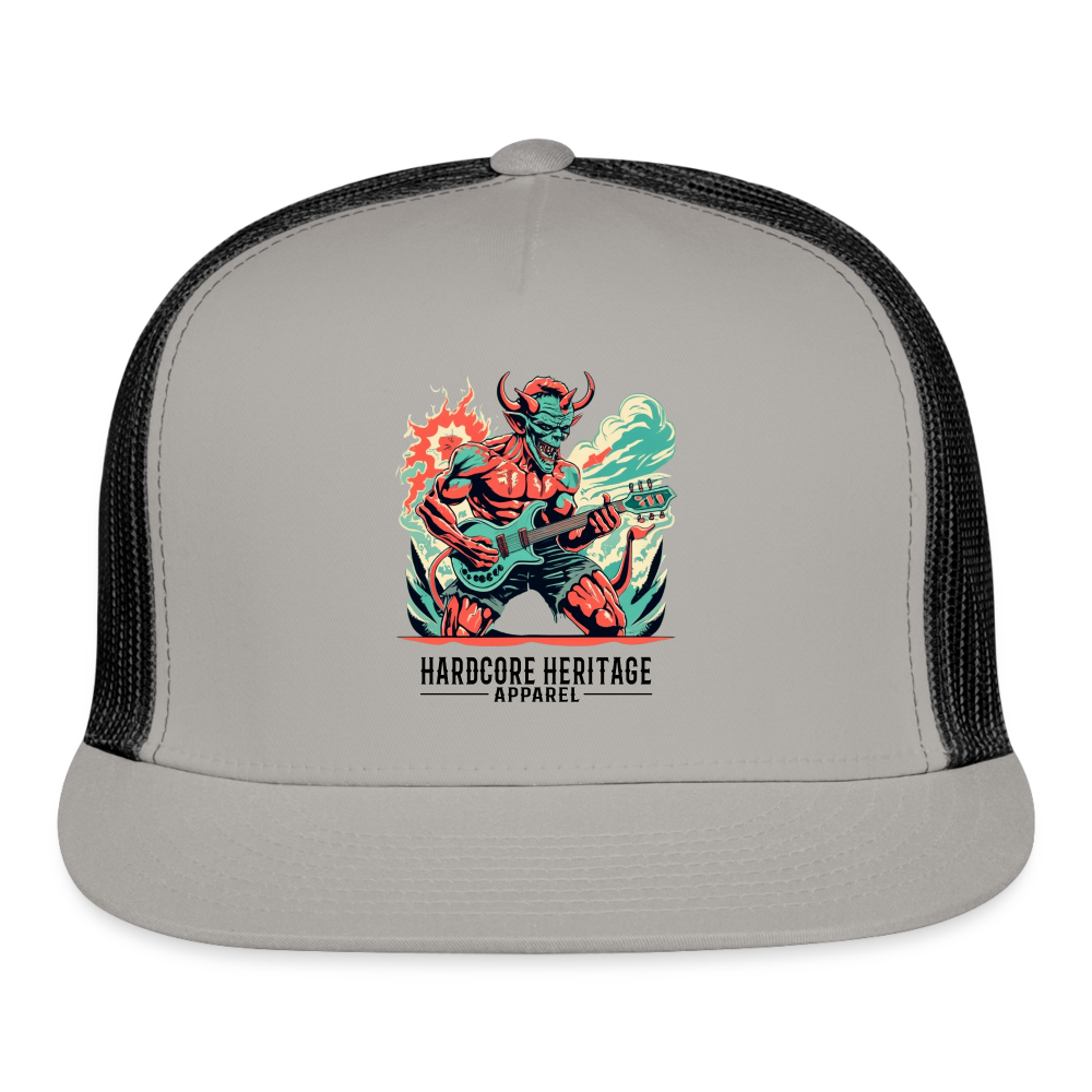 Rock Devil Trucker Hat - gray/black