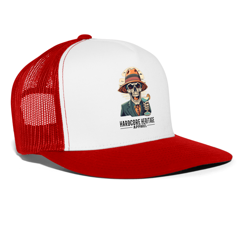 Happy Hour Trucker Hat - white/red