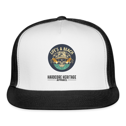 Life's a Beach Trucker Hat - white/black