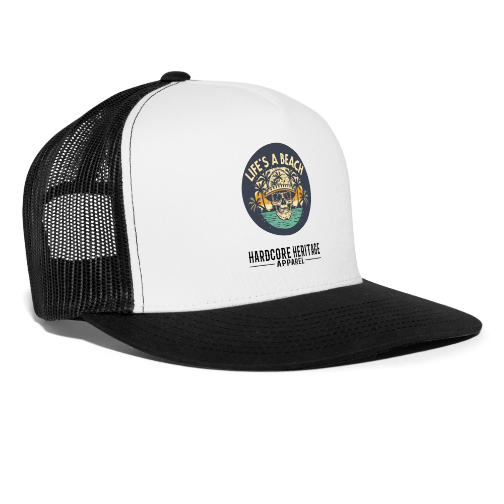 Life's a Beach Trucker Hat - white/black