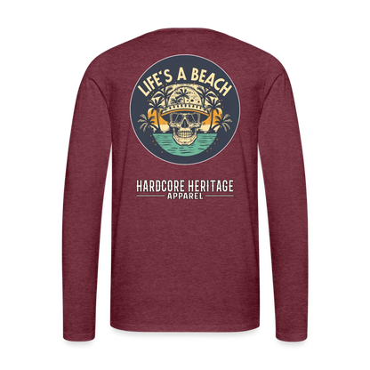 Life's a Beach Long Sleeve Tee - heather burgundy