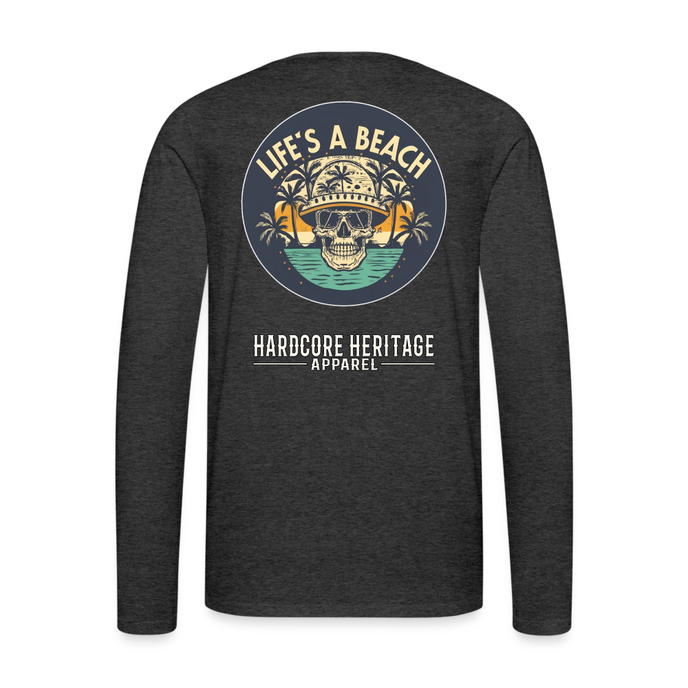 Life's a Beach Long Sleeve Tee - charcoal grey