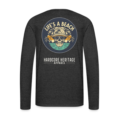 Life's a Beach Long Sleeve Tee - charcoal grey