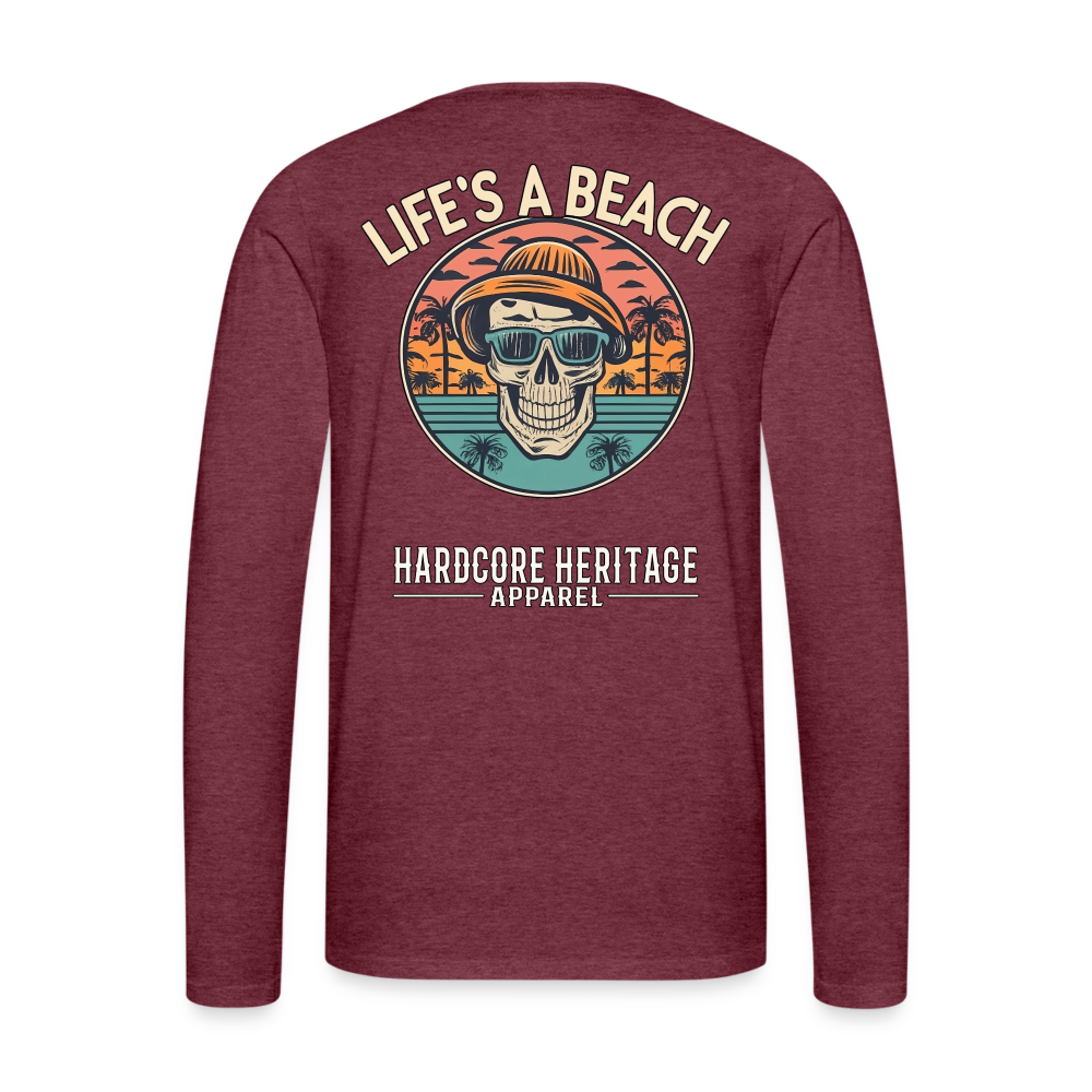 Life's a Beach v2 Long Sleeve Tee - heather burgundy