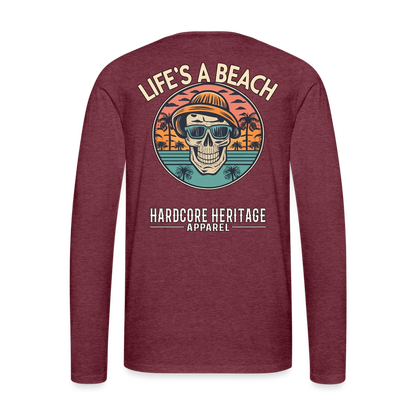 Life's a Beach v2 Long Sleeve Tee - heather burgundy