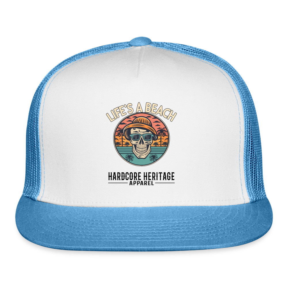 Life's a Beach v2 Trucker Hat - white/blue