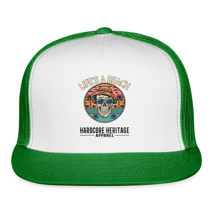 Life's a Beach v2 Trucker Hat - white/kelly green