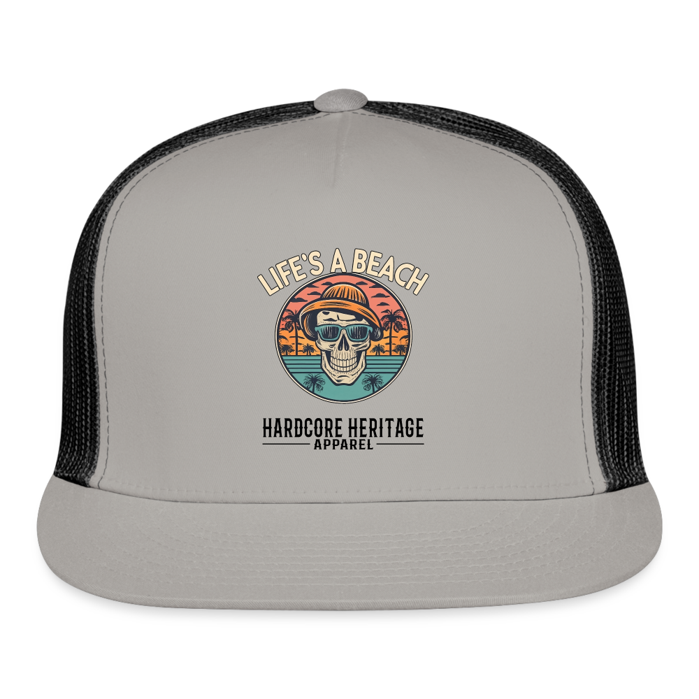 Life's a Beach v2 Trucker Hat - gray/black