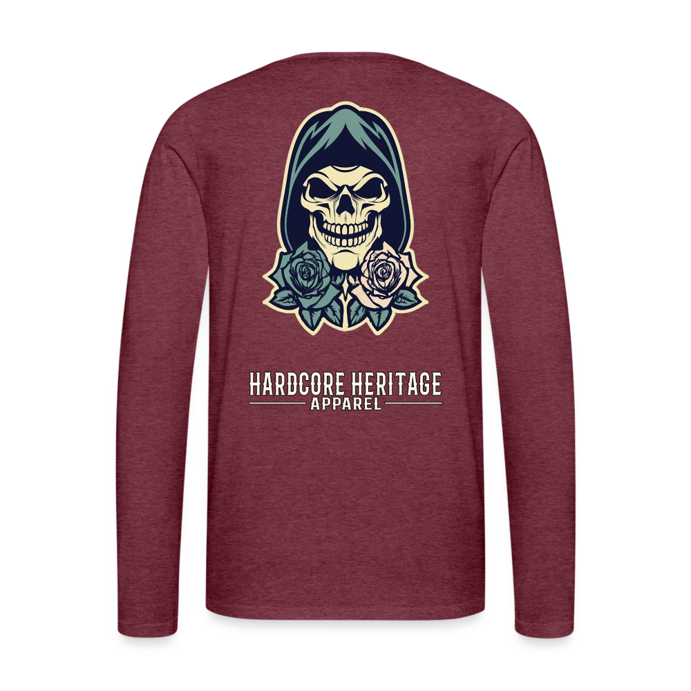 American Traditional Reaper Long Sleeve Tee - heather burgundy