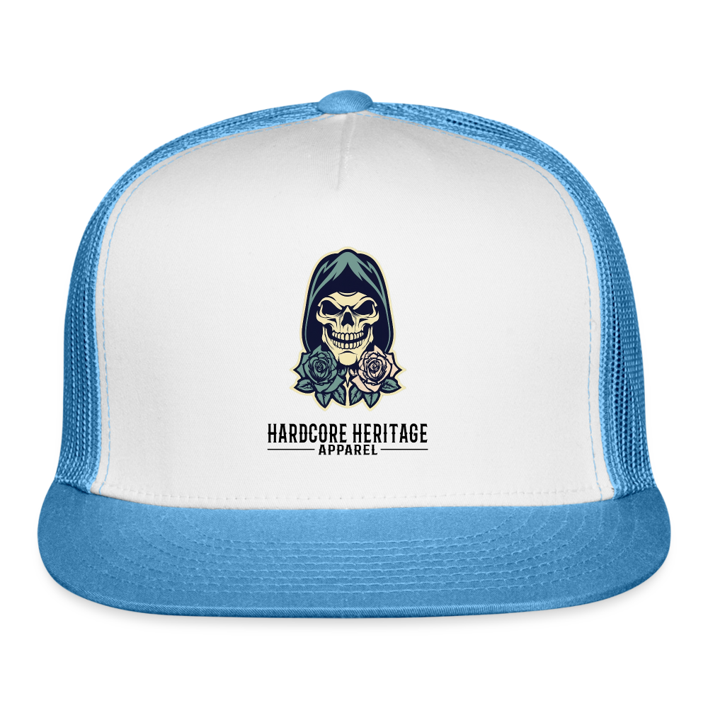 American Traditional Reaper Trucker Hat - white/blue