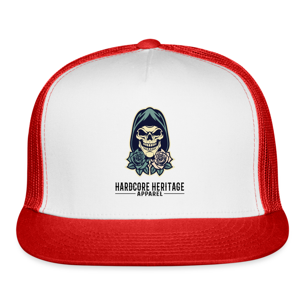 American Traditional Reaper Trucker Hat - white/red