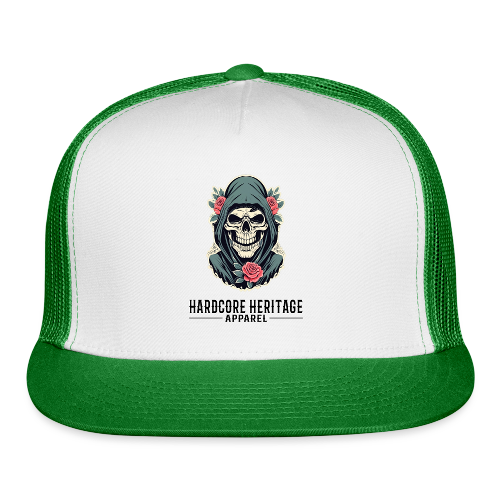 Death's Lover Trucker Hat - white/kelly green