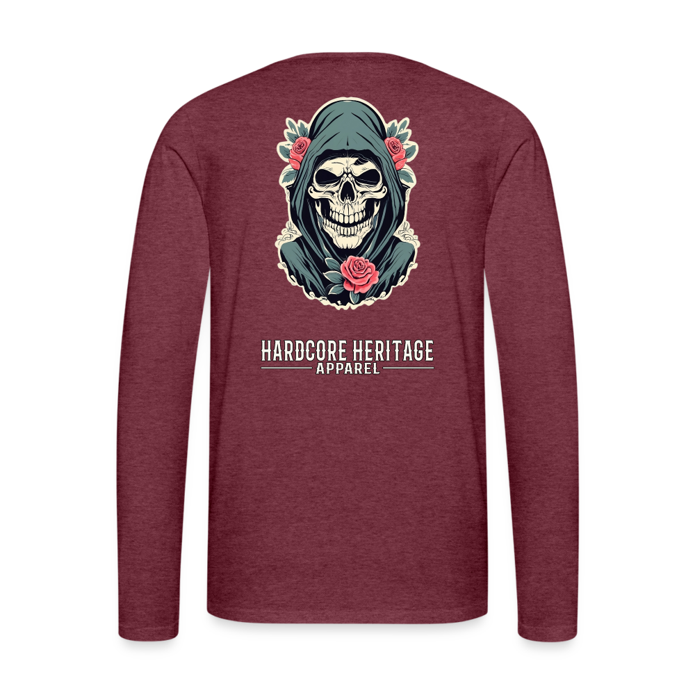 Death's Lover Long Sleeve Tee - heather burgundy