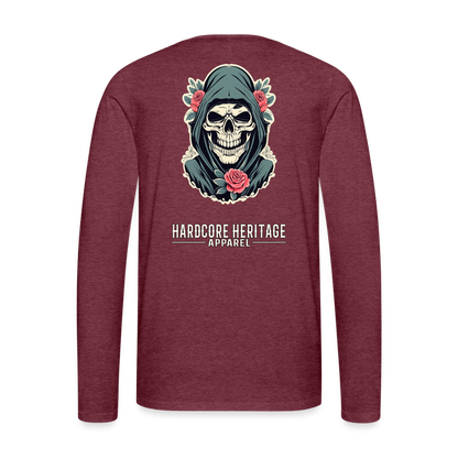 Death's Lover Long Sleeve Tee - heather burgundy