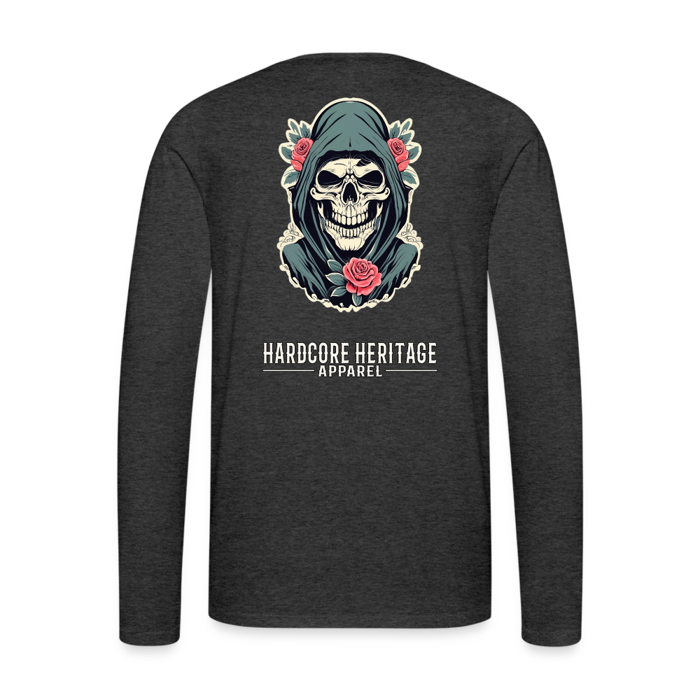 Death's Lover Long Sleeve Tee - charcoal grey