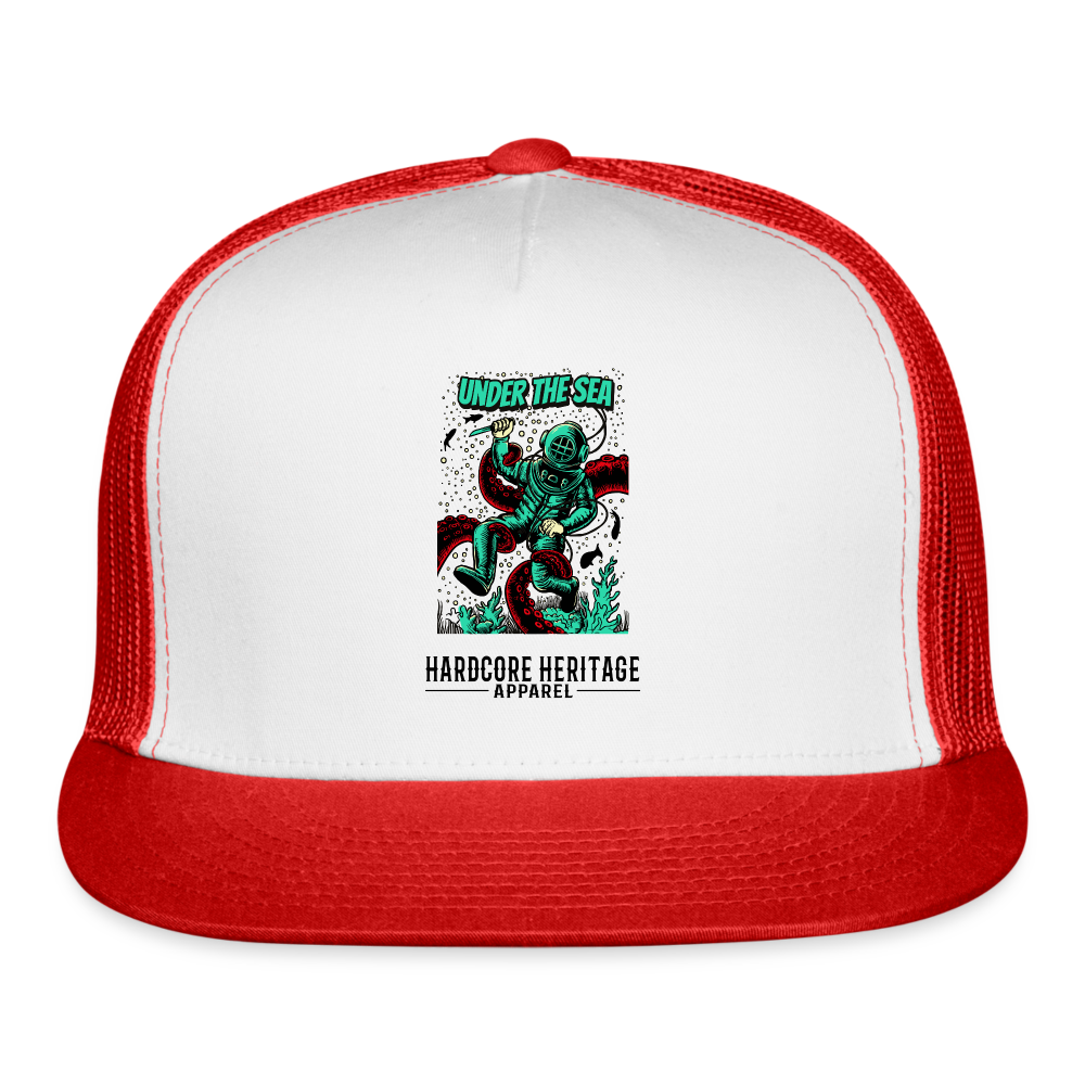 Ocean Dweller Trucker Hat - white/red