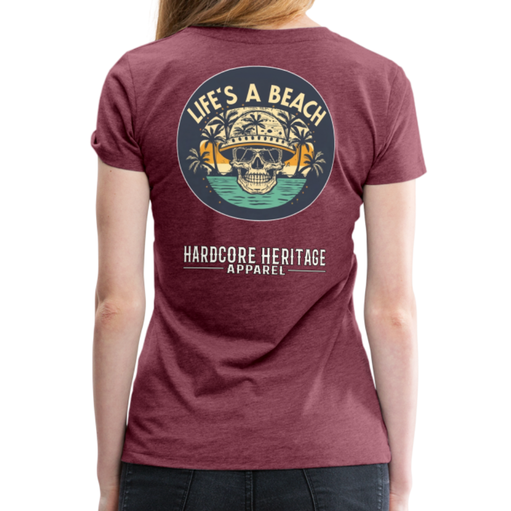 Life's a Beach Women’s Tee - heather burgundy