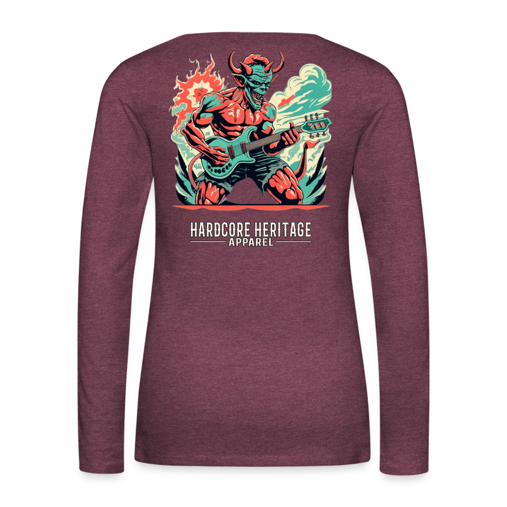 Rock Devil Women's Long Sleeve Tee - heather burgundy