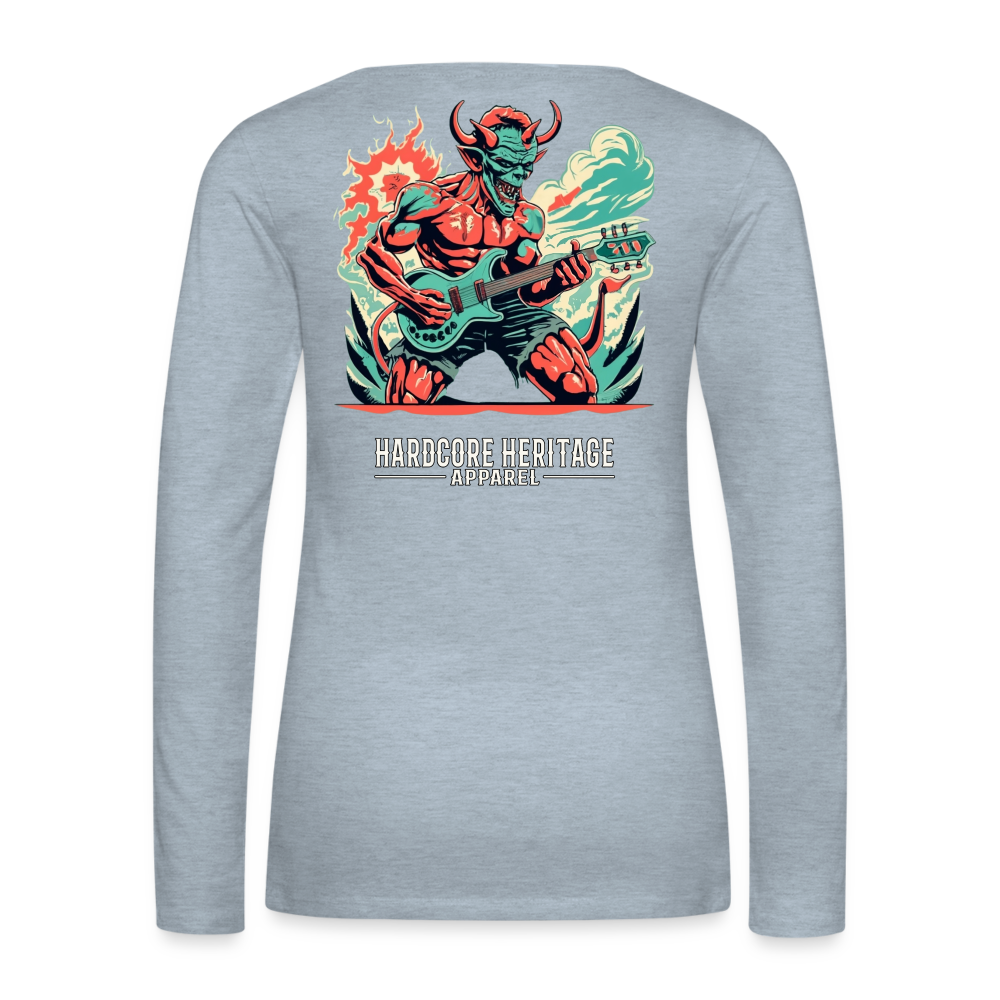 Rock Devil Women's Long Sleeve Tee - heather ice blue