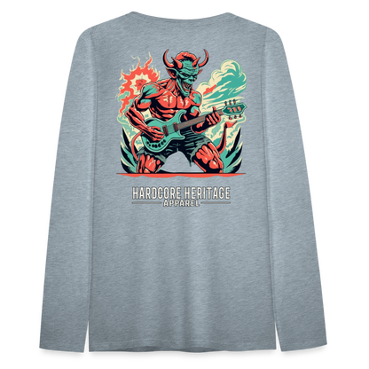 Rock Devil Women's Long Sleeve Tee - heather ice blue