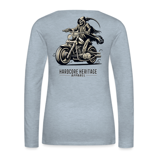 Reaper MC Women's Long Sleeve Tee - heather ice blue