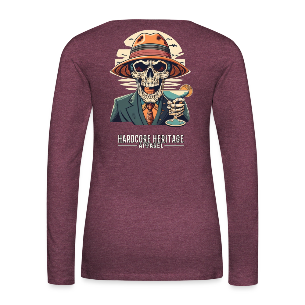 Happy Hour Women's Long Sleeve Tee - heather burgundy