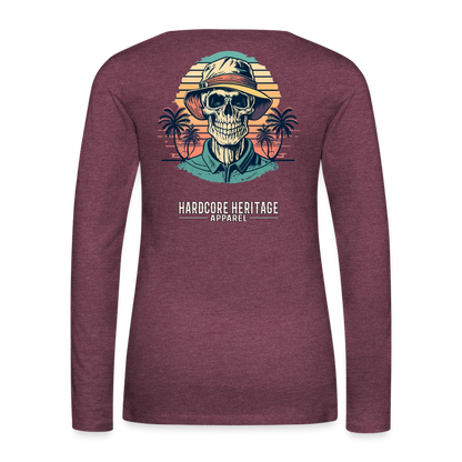 Island Retreat Women's Long Sleeve Tee - heather burgundy