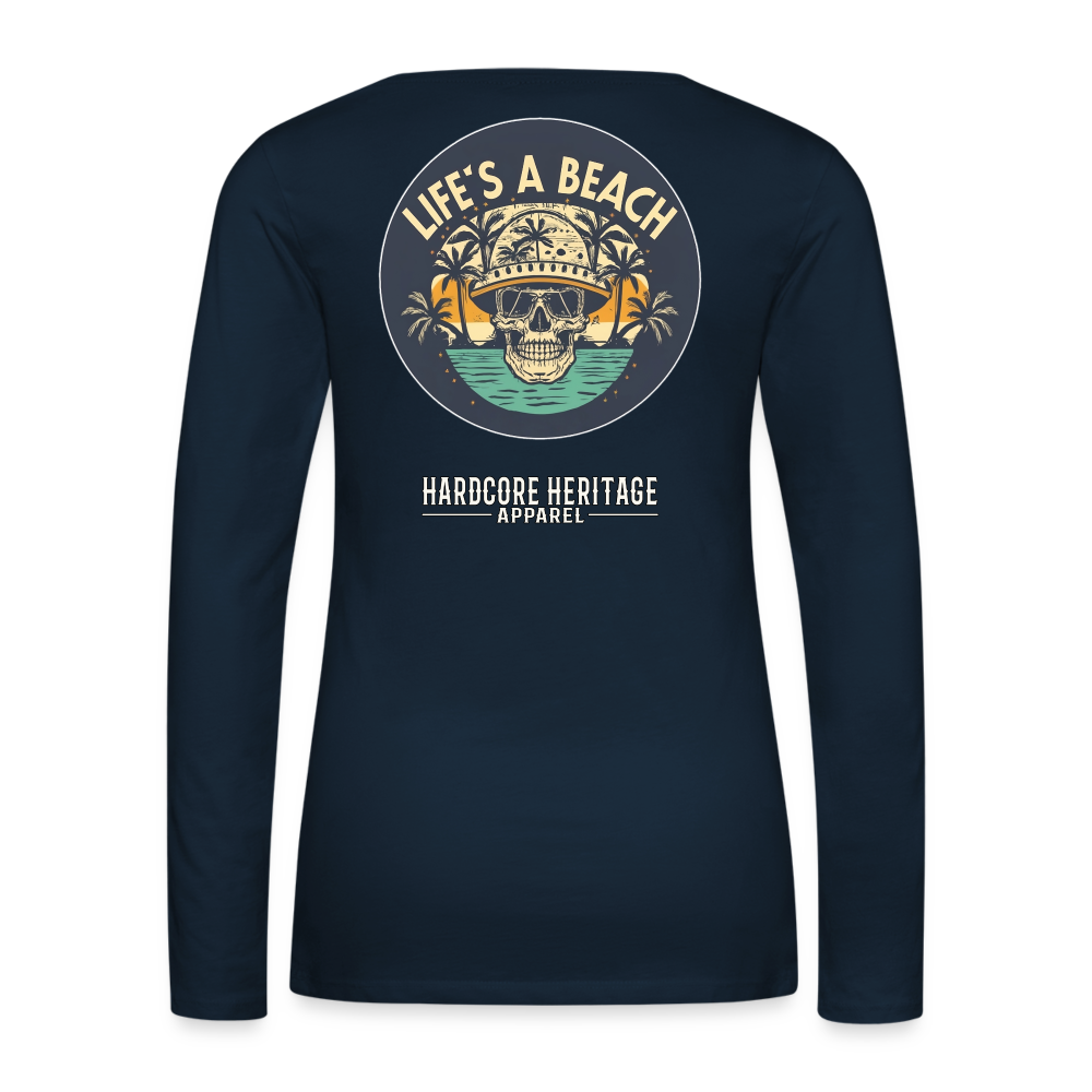 Life's a Beach Women's Long Sleeve Tee - deep navy