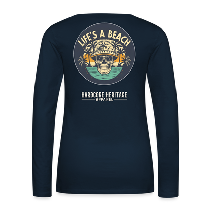 Life's a Beach Women's Long Sleeve Tee - deep navy