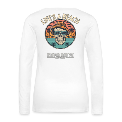 Life's a Beach v2 Women's Long Sleeve Tee - white