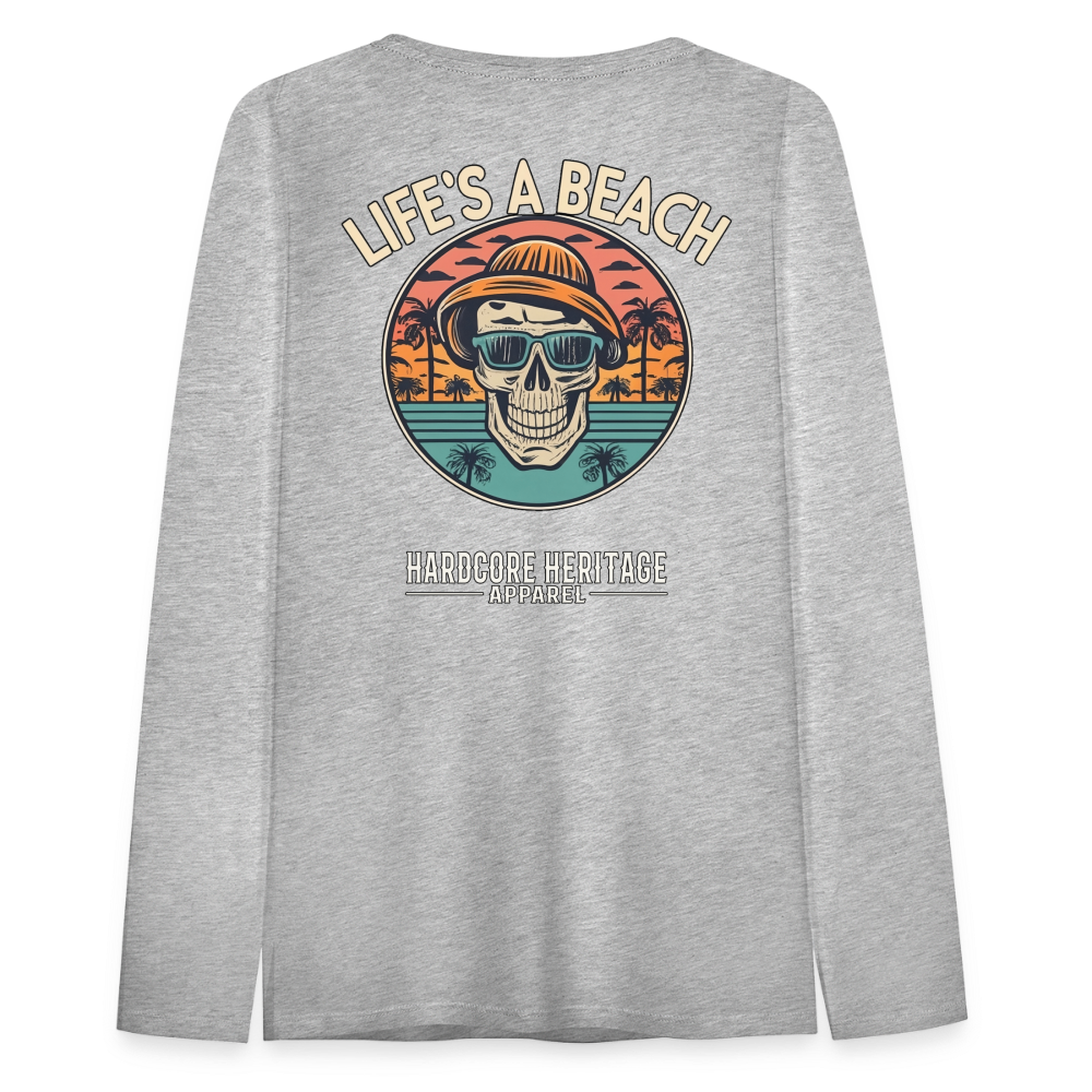 Life's a Beach v2 Women's Long Sleeve Tee - heather gray