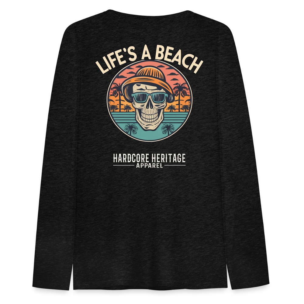 Life's a Beach v2 Women's Long Sleeve Tee - charcoal grey