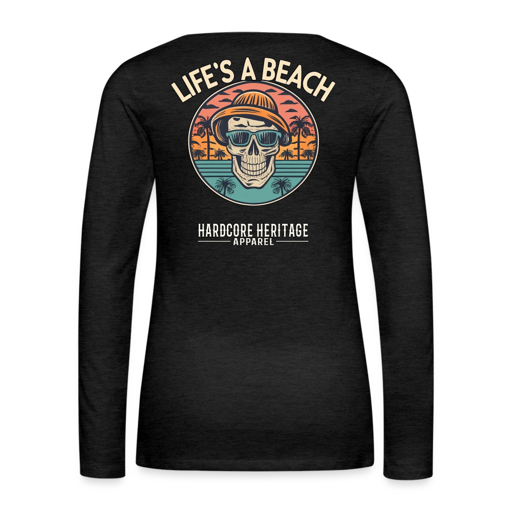 Life's a Beach v2 Women's Long Sleeve Tee - charcoal grey