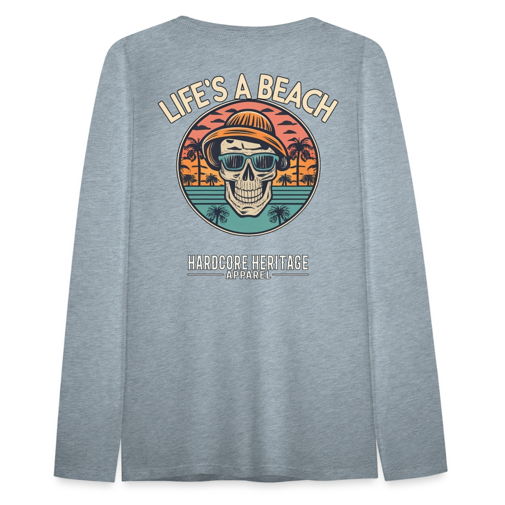 Life's a Beach v2 Women's Long Sleeve Tee - heather ice blue