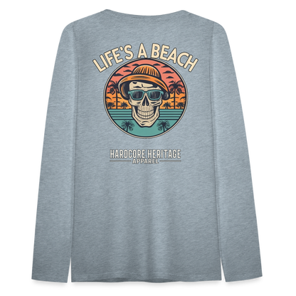 Life's a Beach v2 Women's Long Sleeve Tee - heather ice blue