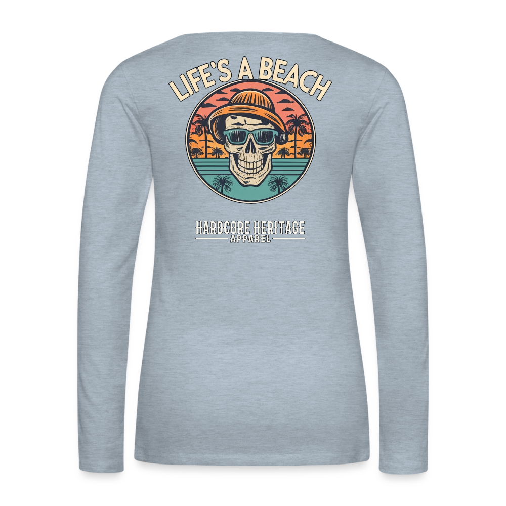 Life's a Beach v2 Women's Long Sleeve Tee - heather ice blue