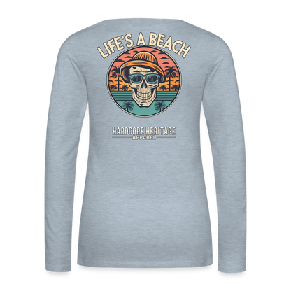 Life's a Beach v2 Women's Long Sleeve Tee - heather ice blue