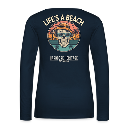 Life's a Beach v2 Women's Long Sleeve Tee - deep navy