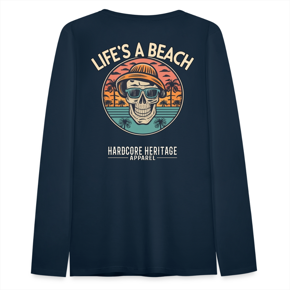 Life's a Beach v2 Women's Long Sleeve Tee - deep navy